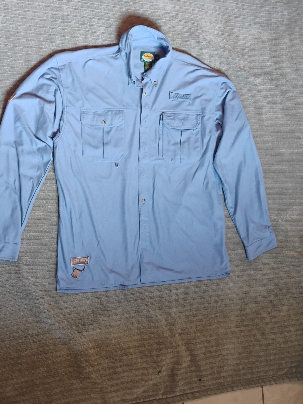 Cabela's Guidewear Men L Tall Blue Vented Long Sleeve Fishing Shirt